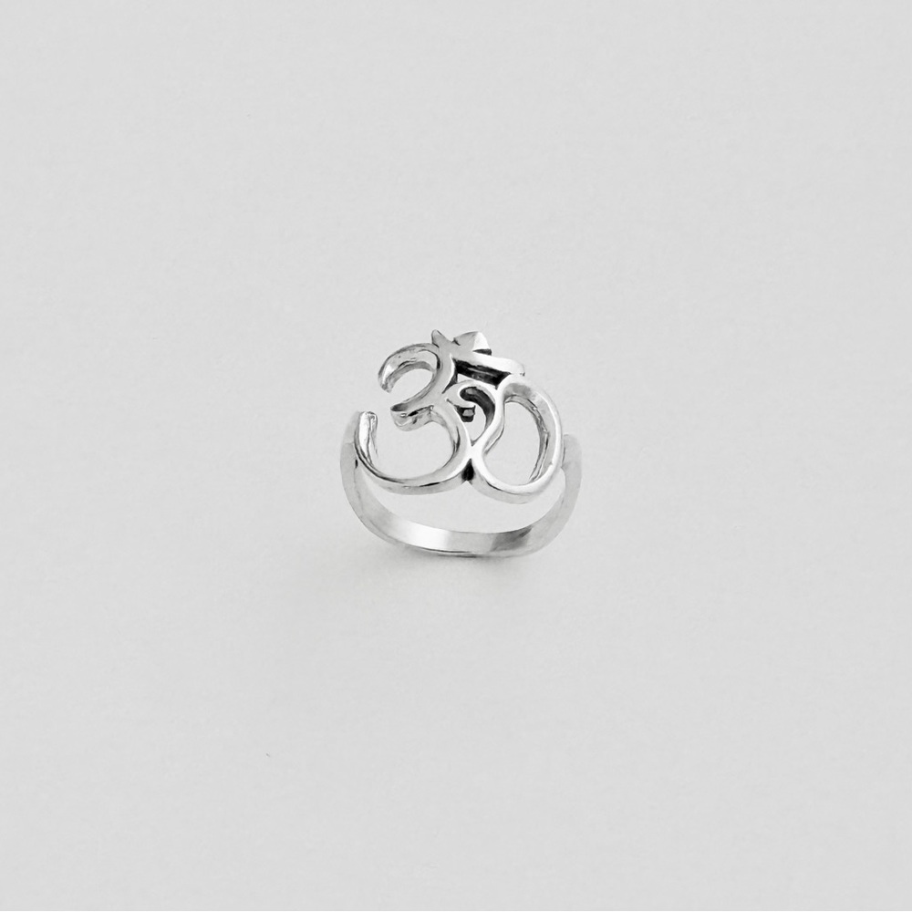 Sterling Silver Large OM Sign Ring, Statement Yoga Rings, Religious Jewelry